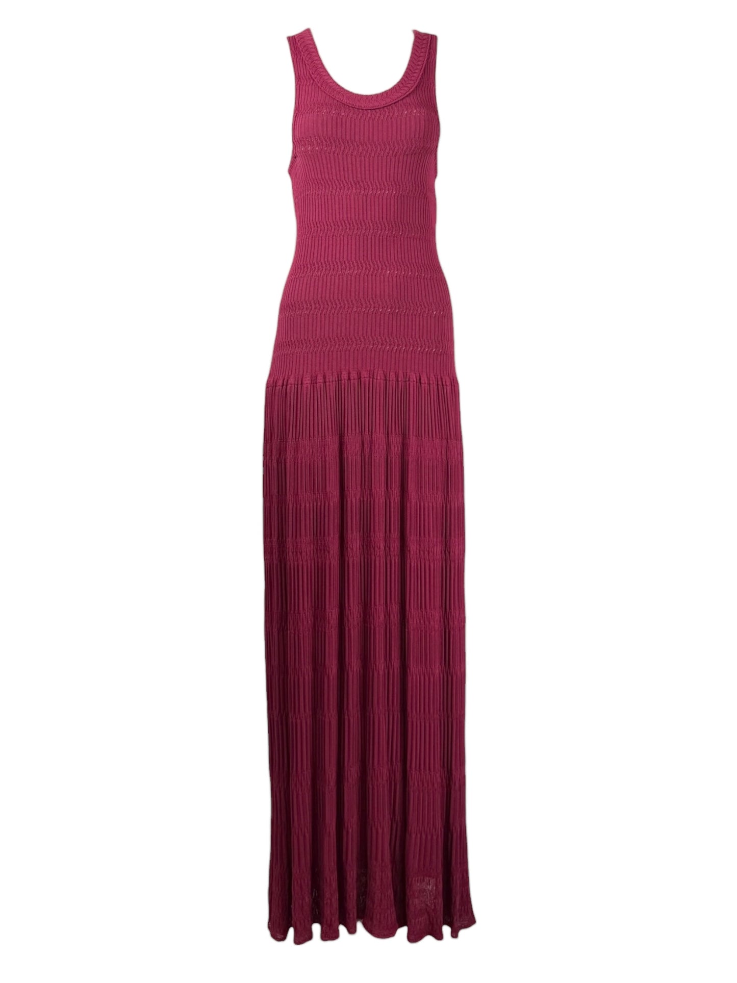 Alaïa - Long sleeveless dress in burgundy knit