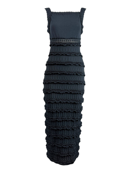 Alaïa black midi ruffled dress