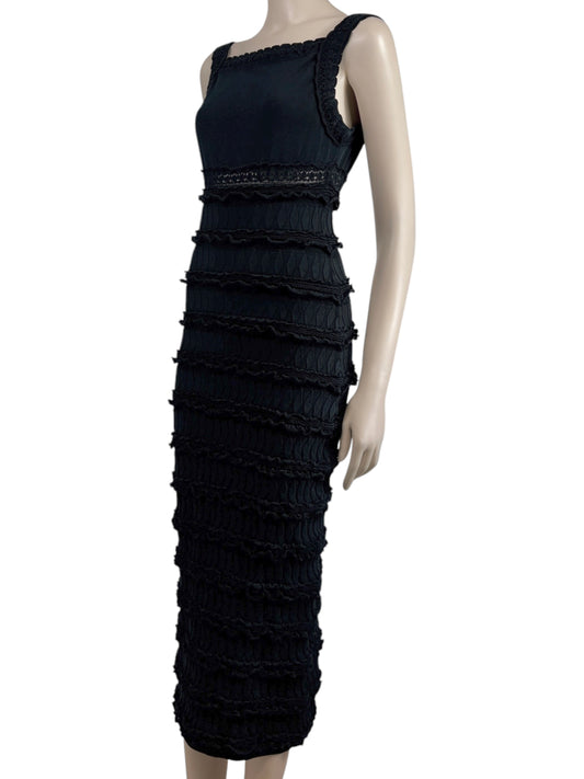 Alaïa black midi ruffled dress