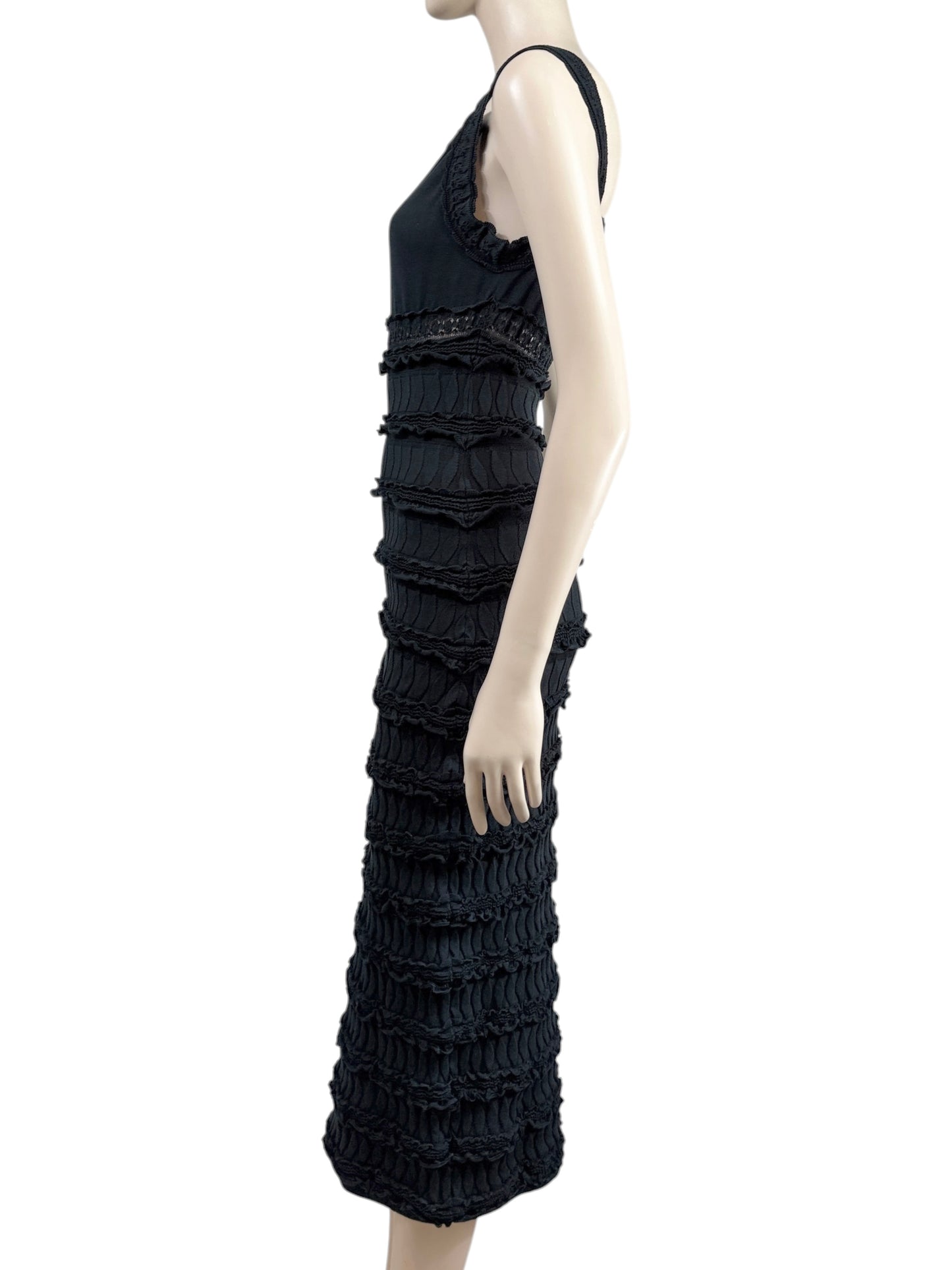 Alaïa black midi ruffled dress