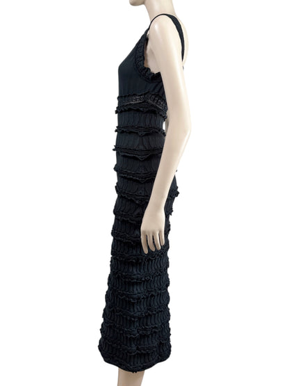 Alaïa black midi ruffled dress