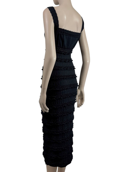 Alaïa black midi ruffled dress