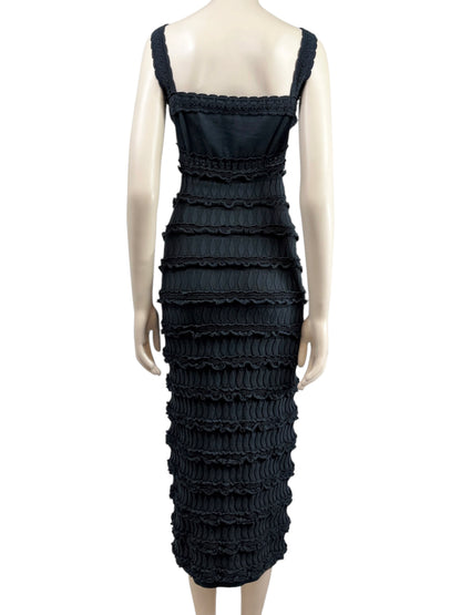 Alaïa black midi ruffled dress
