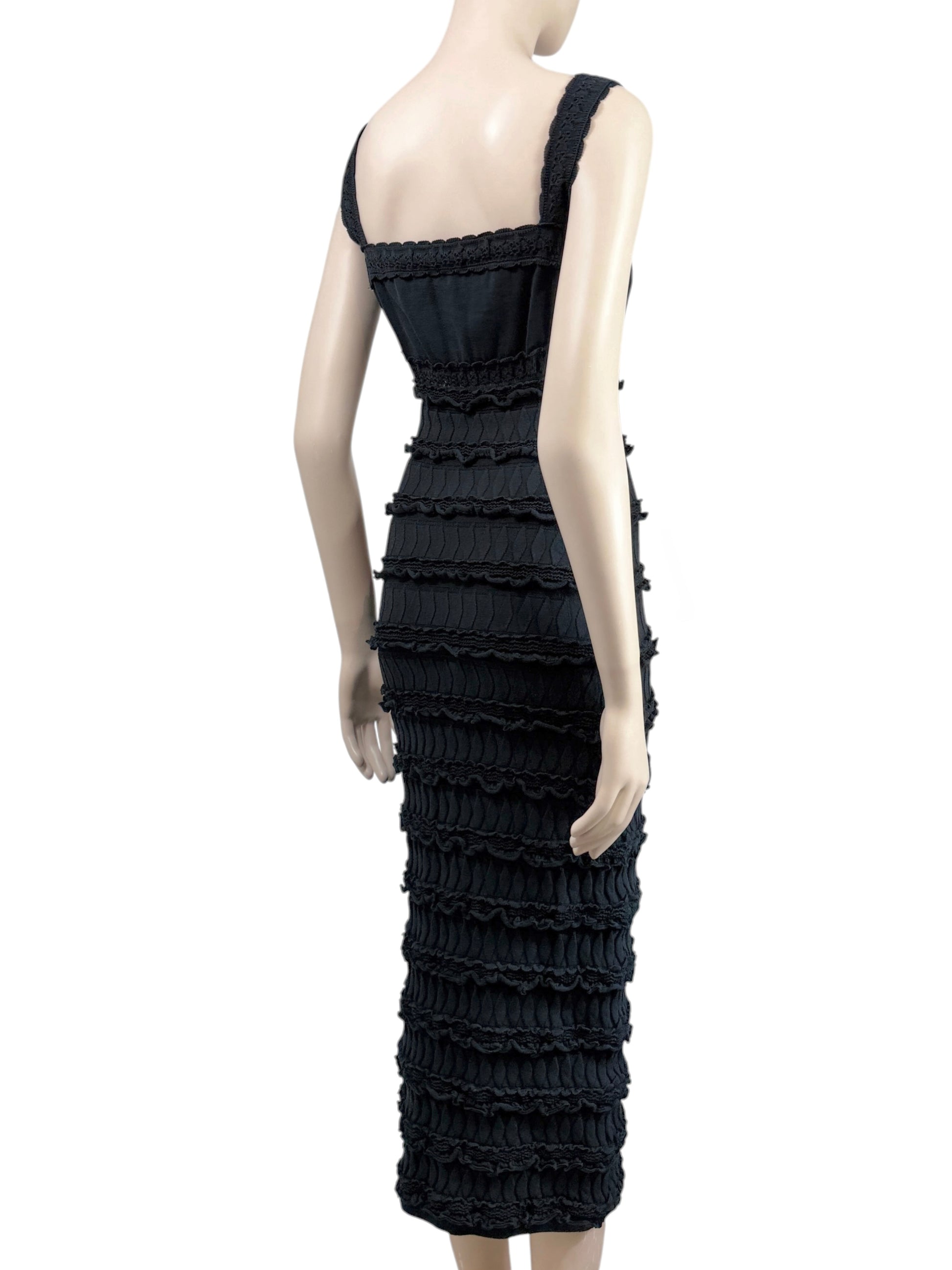 Alaïa black midi ruffled dress