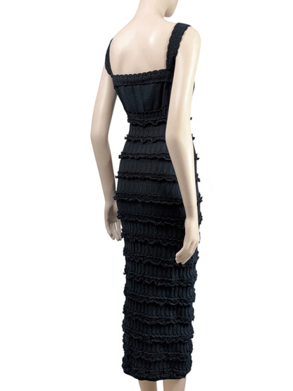 Alaïa black midi ruffled dress
