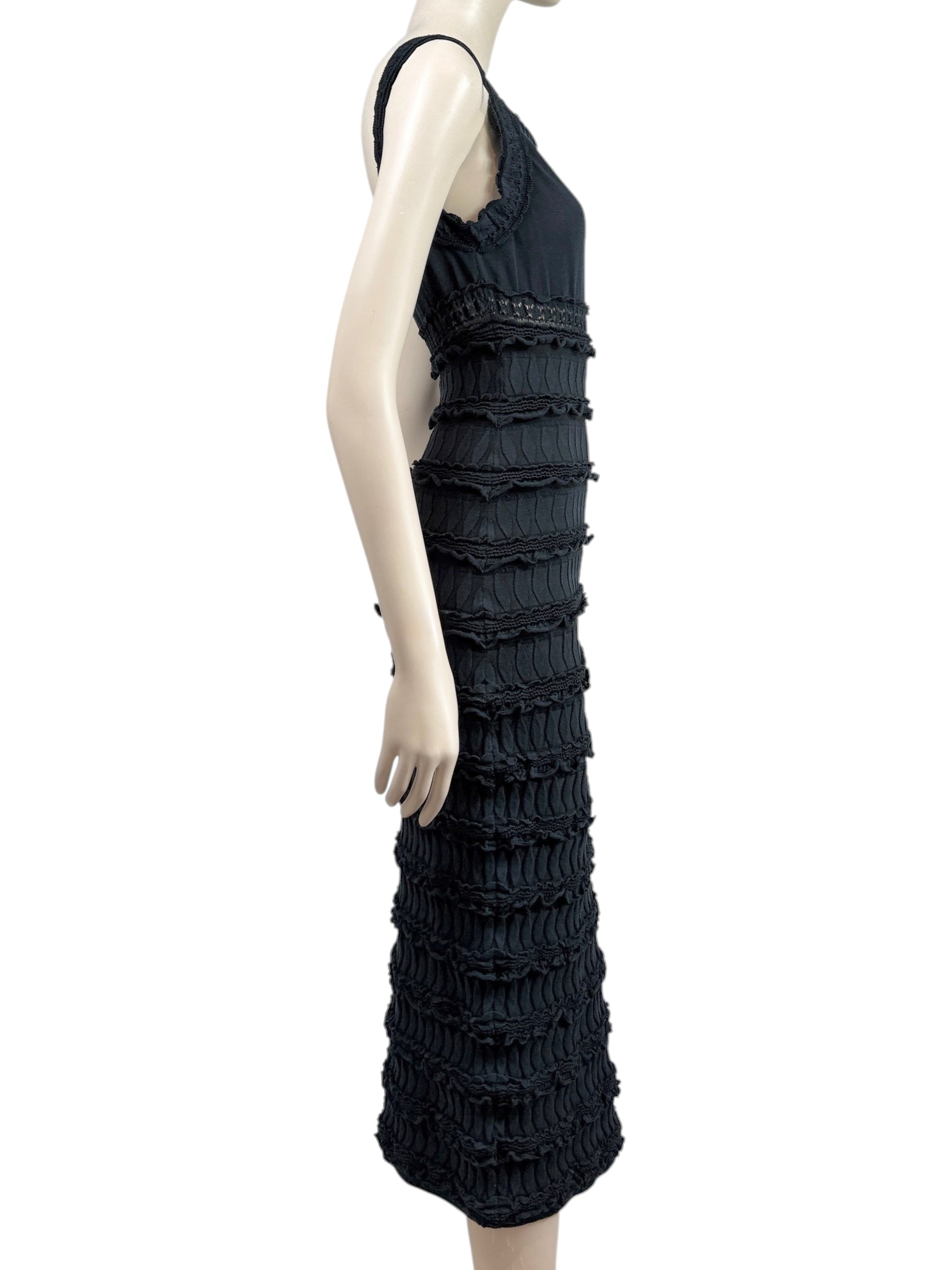 Alaïa black midi ruffled dress