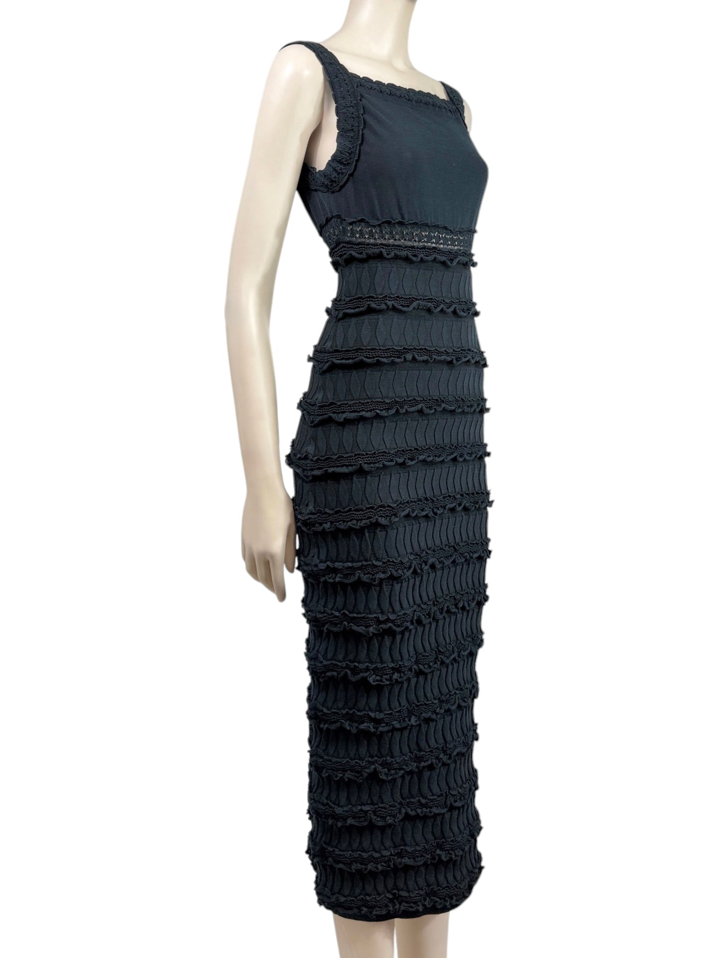 Alaïa black midi ruffled dress