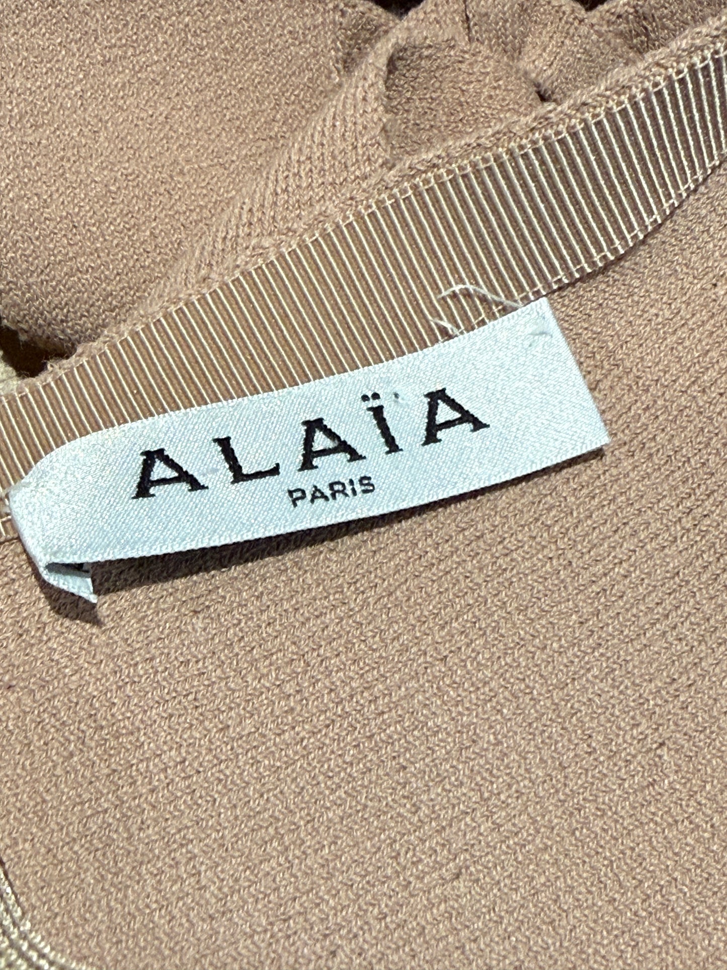 Alaïa nude knit set cardigan skirt