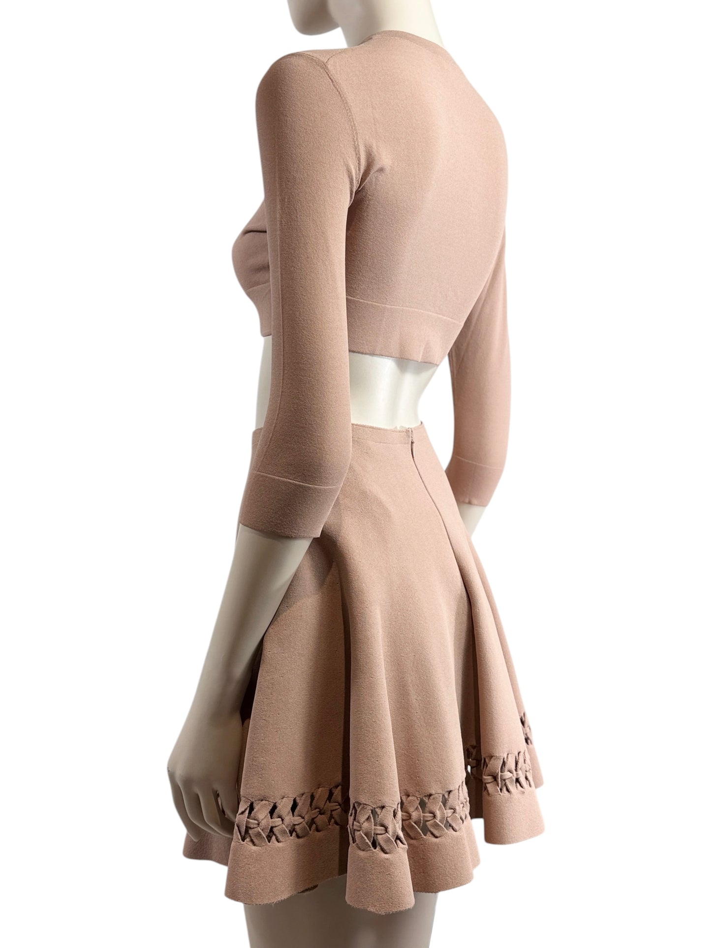 Alaïa nude knit set cardigan skirt