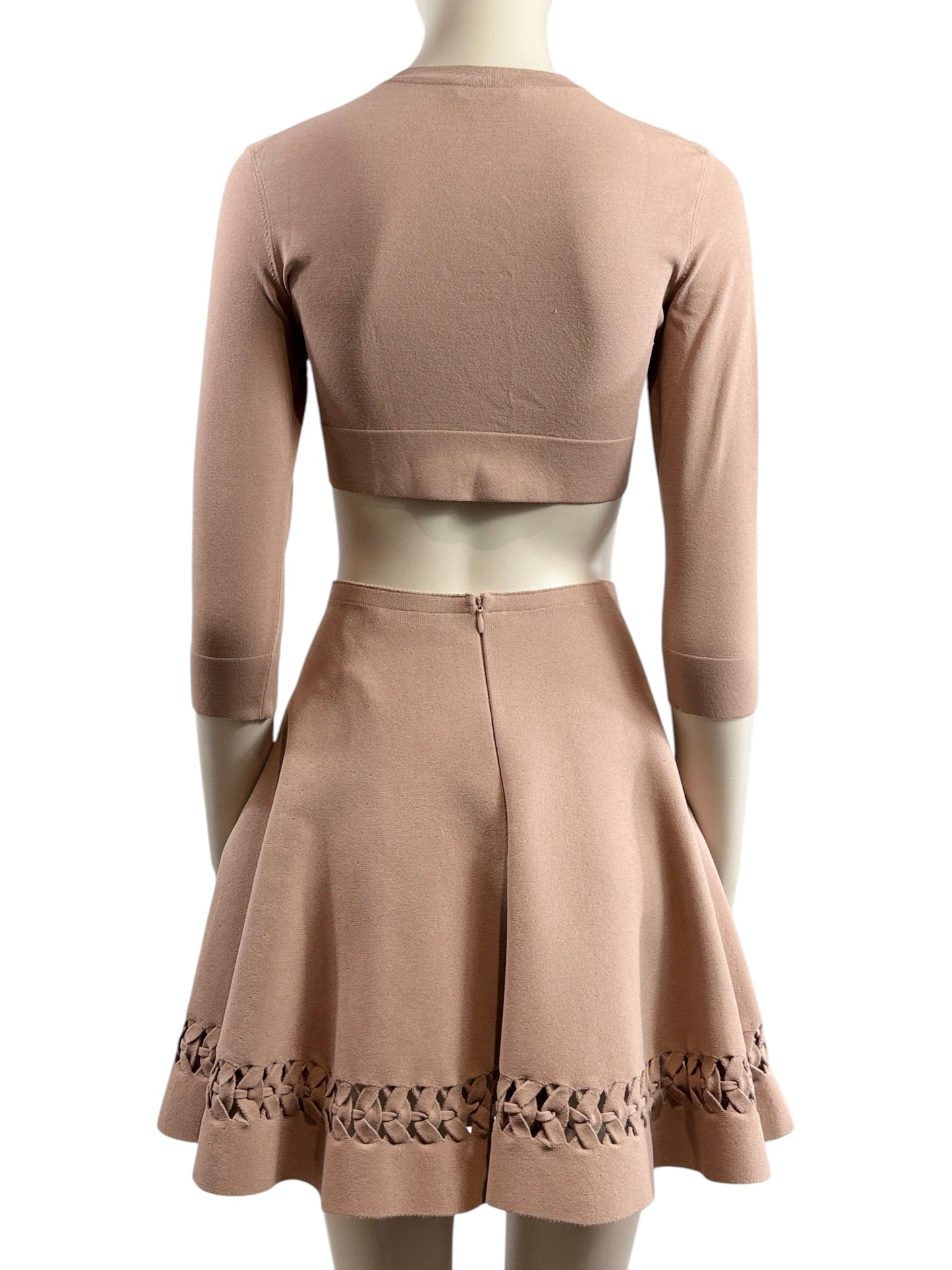 Alaïa nude knit set cardigan skirt