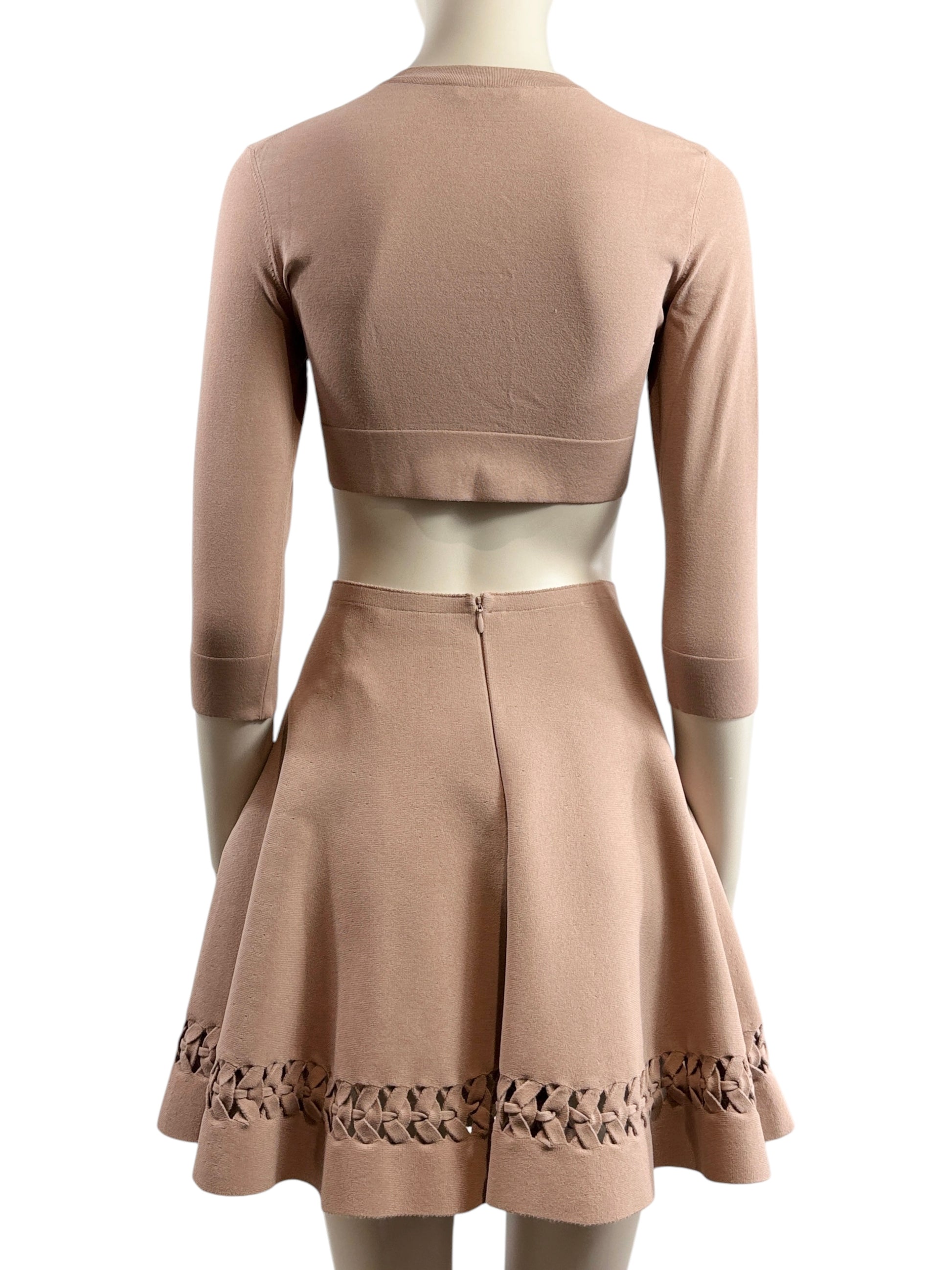 Alaïa nude knit set cardigan skirt