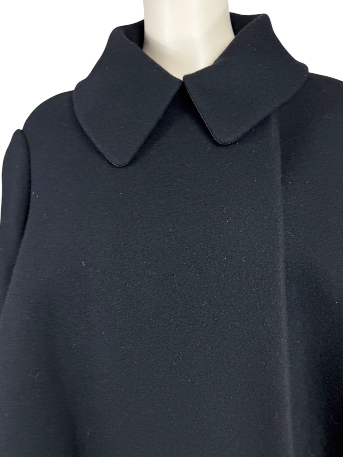 Alaia Fall 2012 ample short ruffled black wool coat
