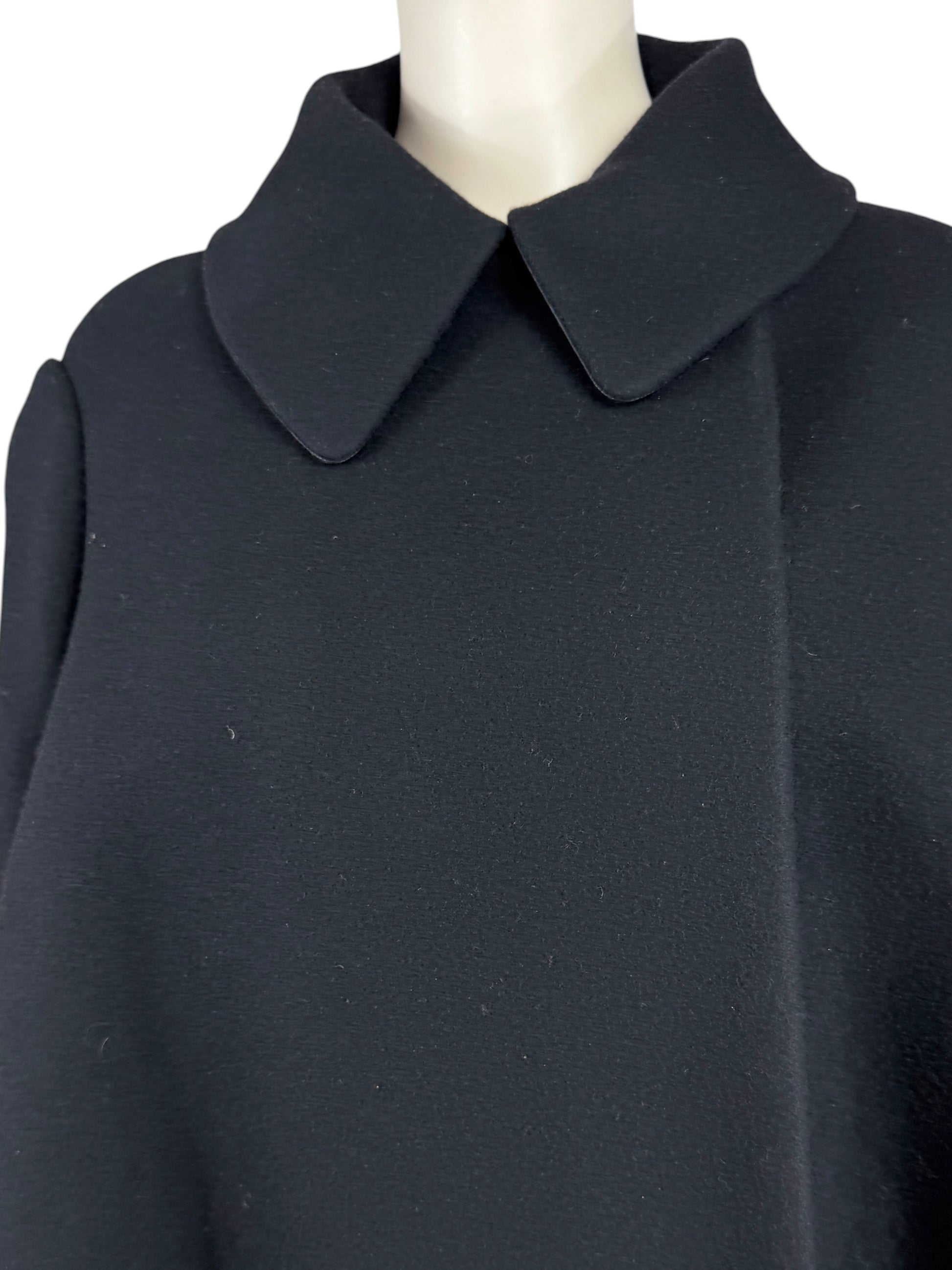 Alaia Fall 2012 ample short ruffled black wool coat
