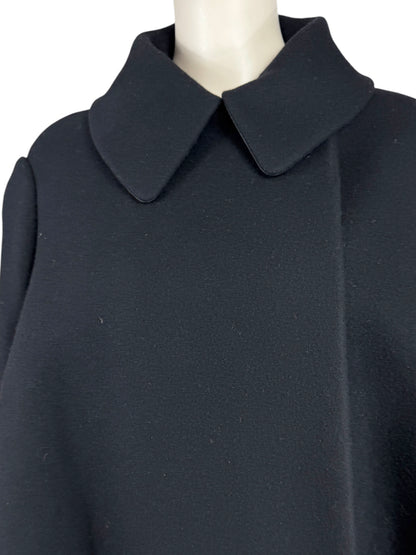 Alaia Fall 2012 ample short ruffled black wool coat