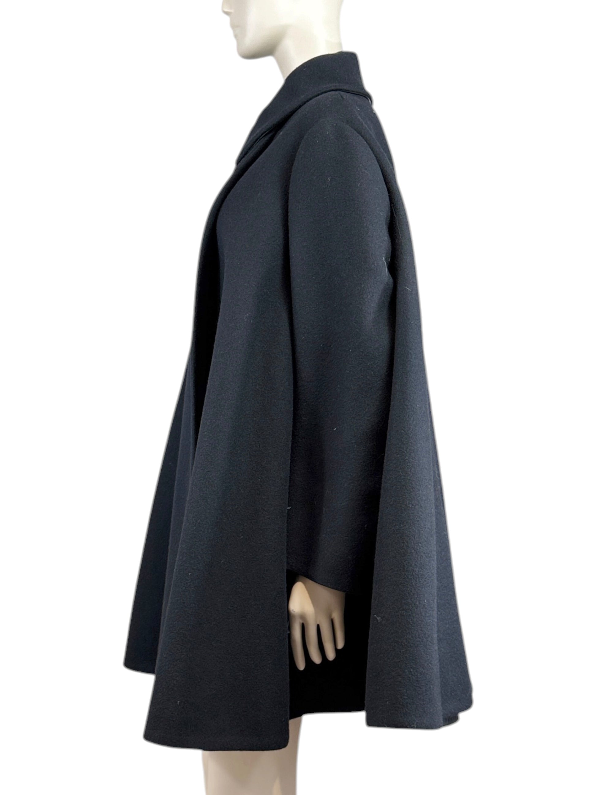 Alaia Fall 2012 ample short ruffled black wool coat