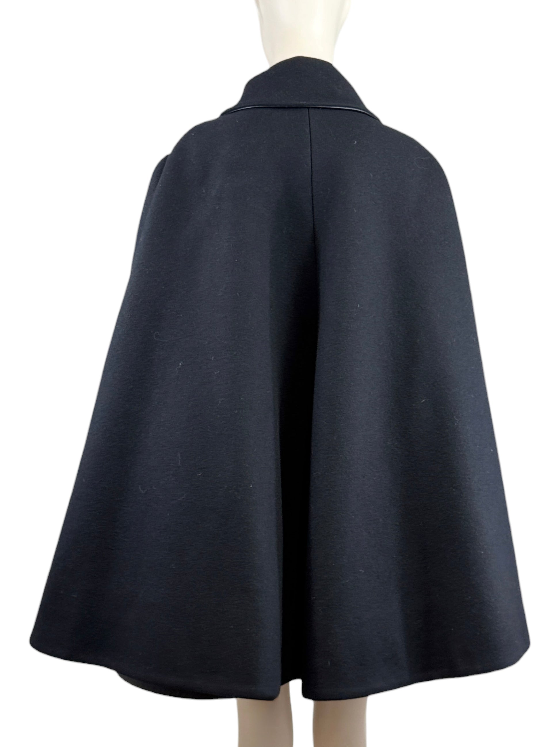 Alaia Fall 2012 ample short ruffled black wool coat