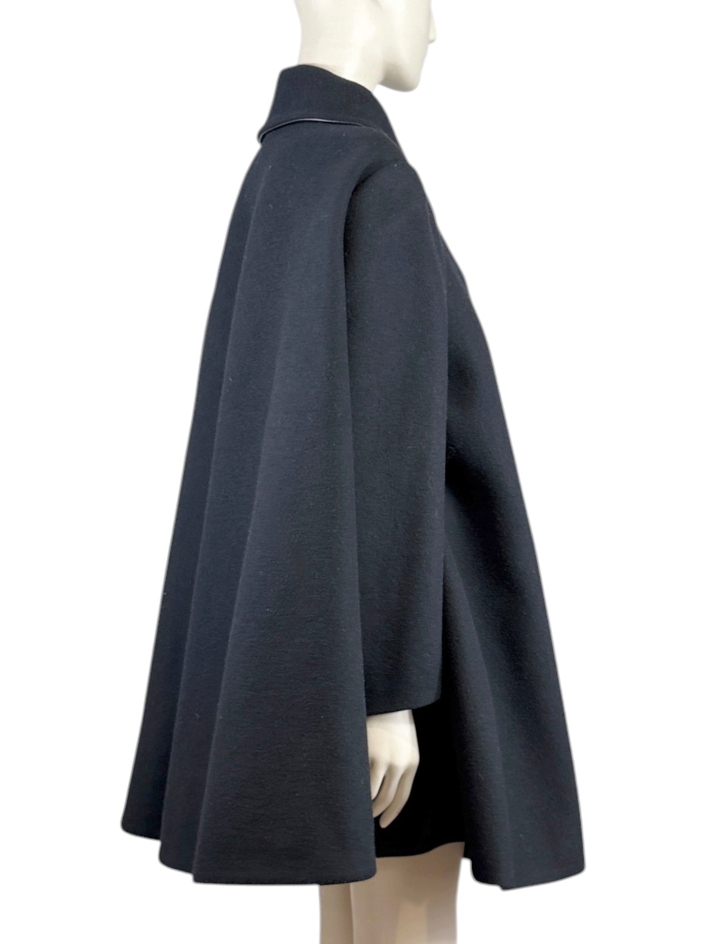 Alaia Fall 2012 ample short ruffled black wool coat