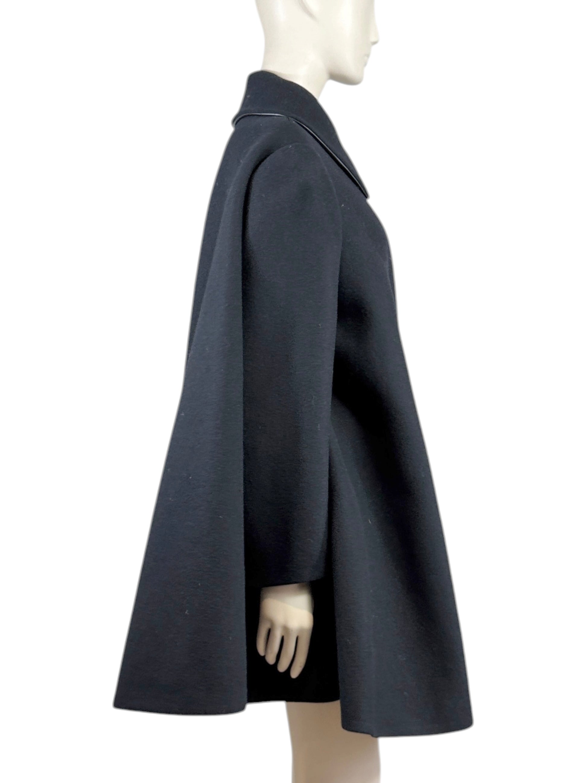 Alaia Fall 2012 ample short ruffled black wool coat