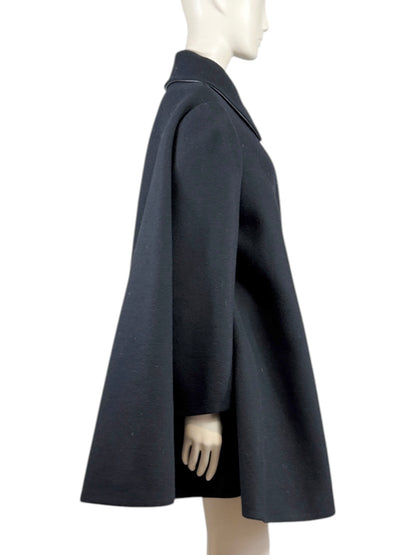 Alaia Fall 2012 ample short ruffled black wool coat