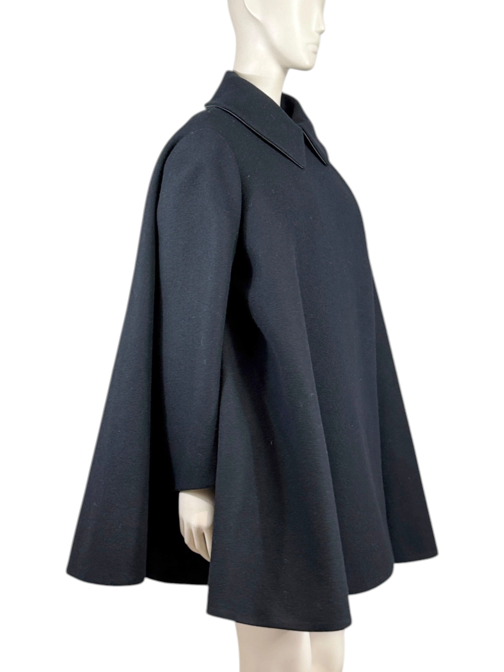 Alaia Fall 2012 ample short ruffled black wool coat