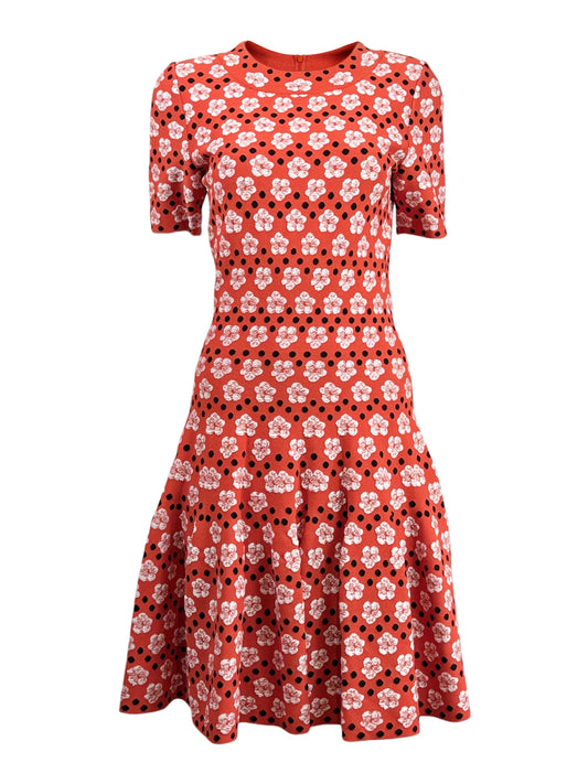 Alaïa Resort 2019 orange knit skater dress