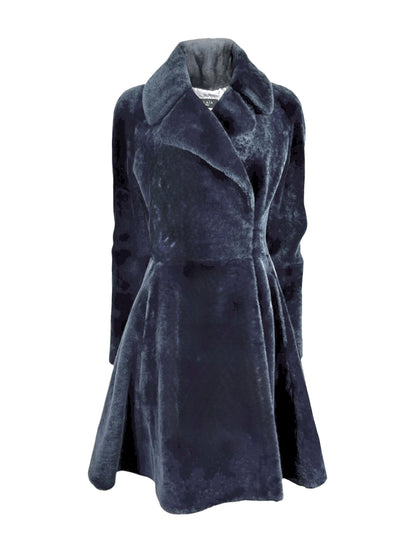 Alaïa grey shearling coat godet skirt