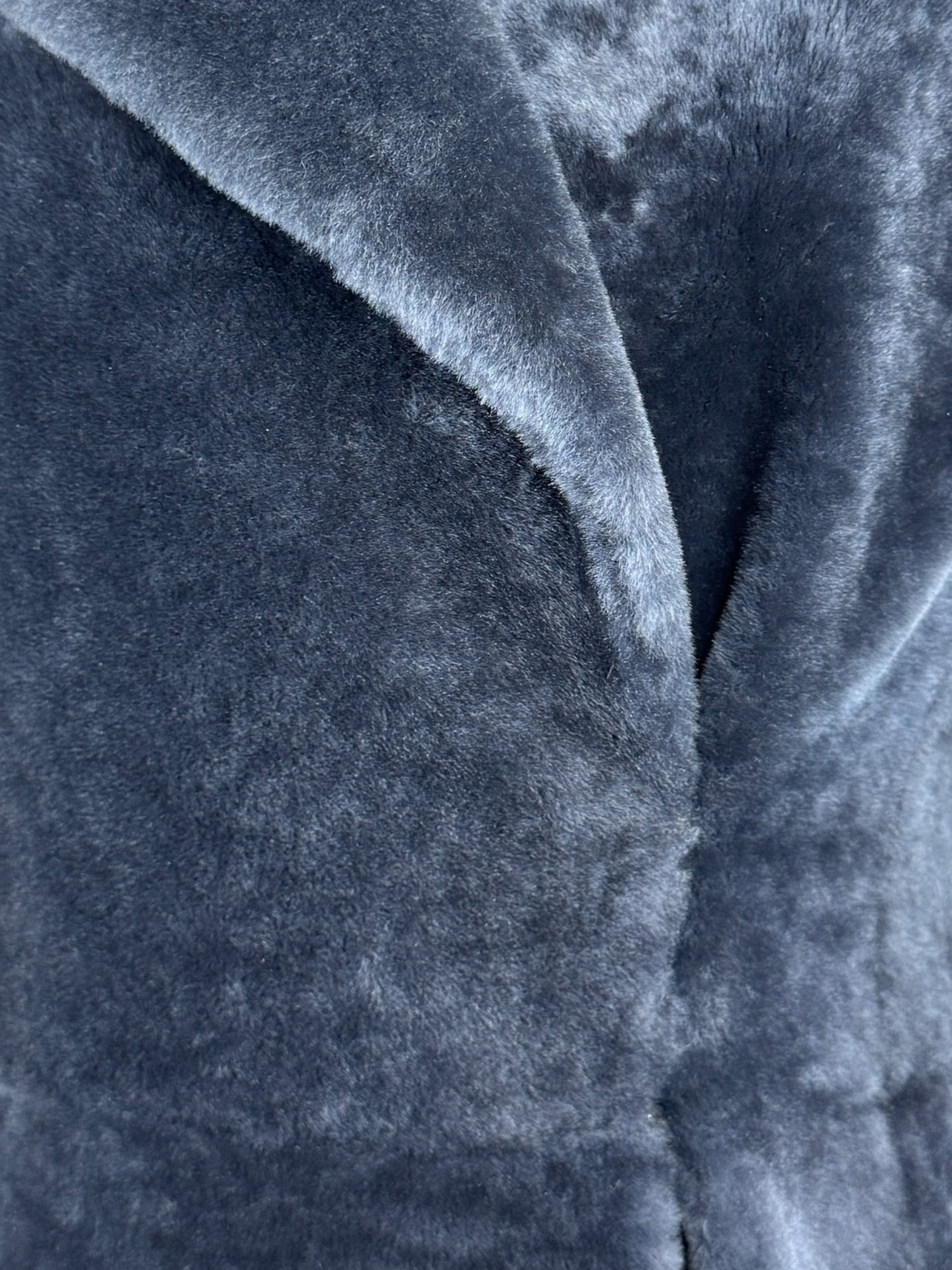 Alaia grey shearling coat godet skirt