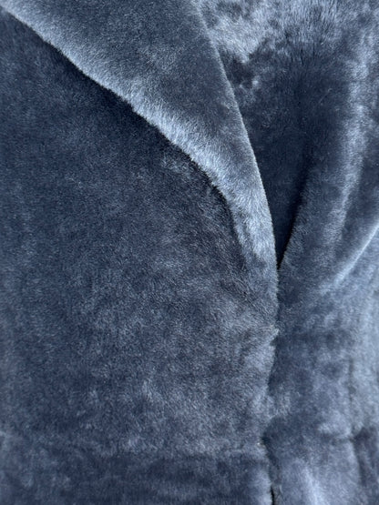 Alaia grey shearling coat godet skirt