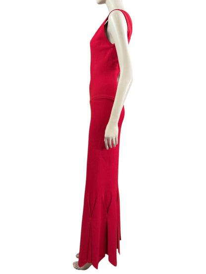 Alaia long red knit dress