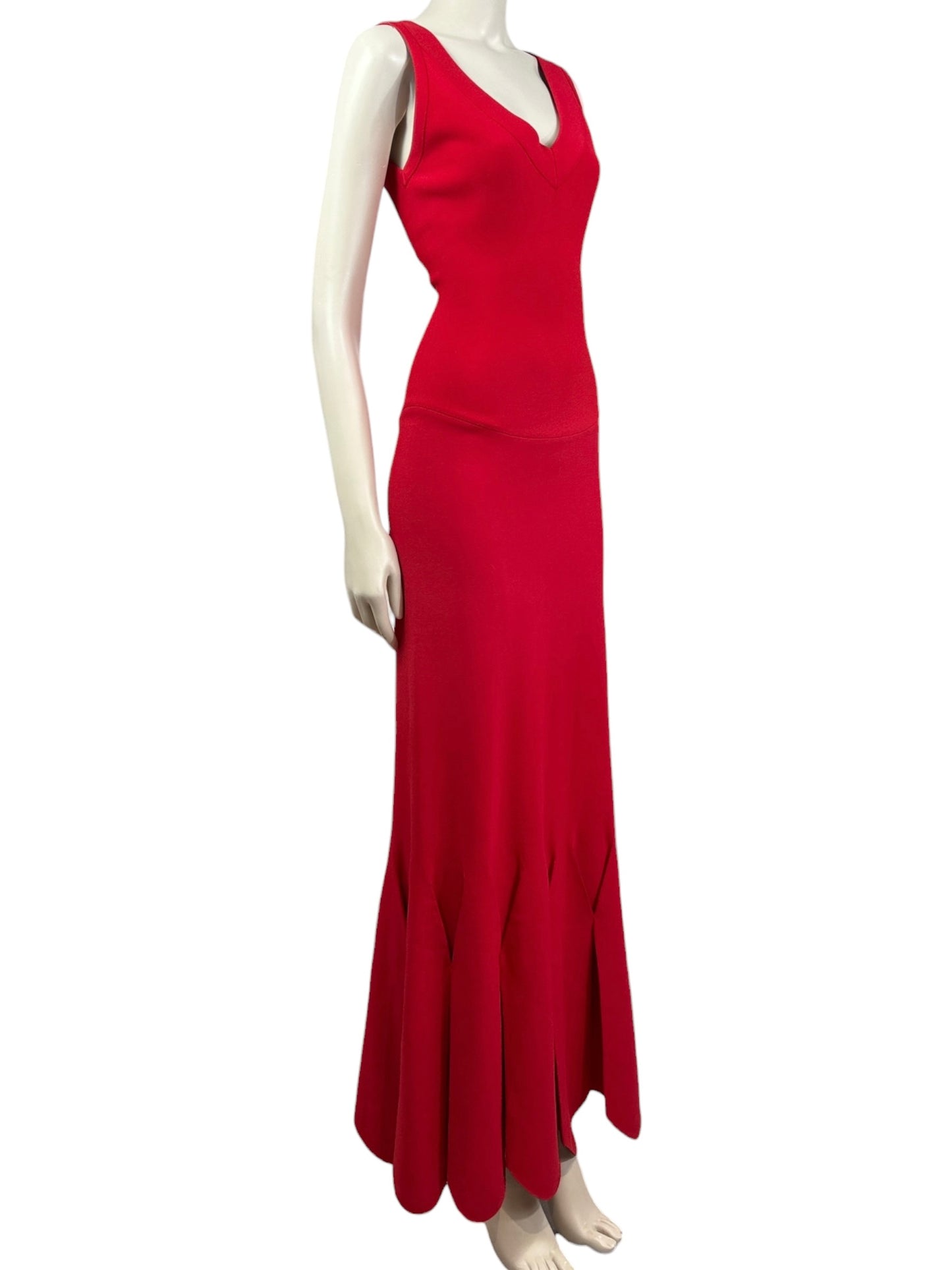 Alaia long red knit dress