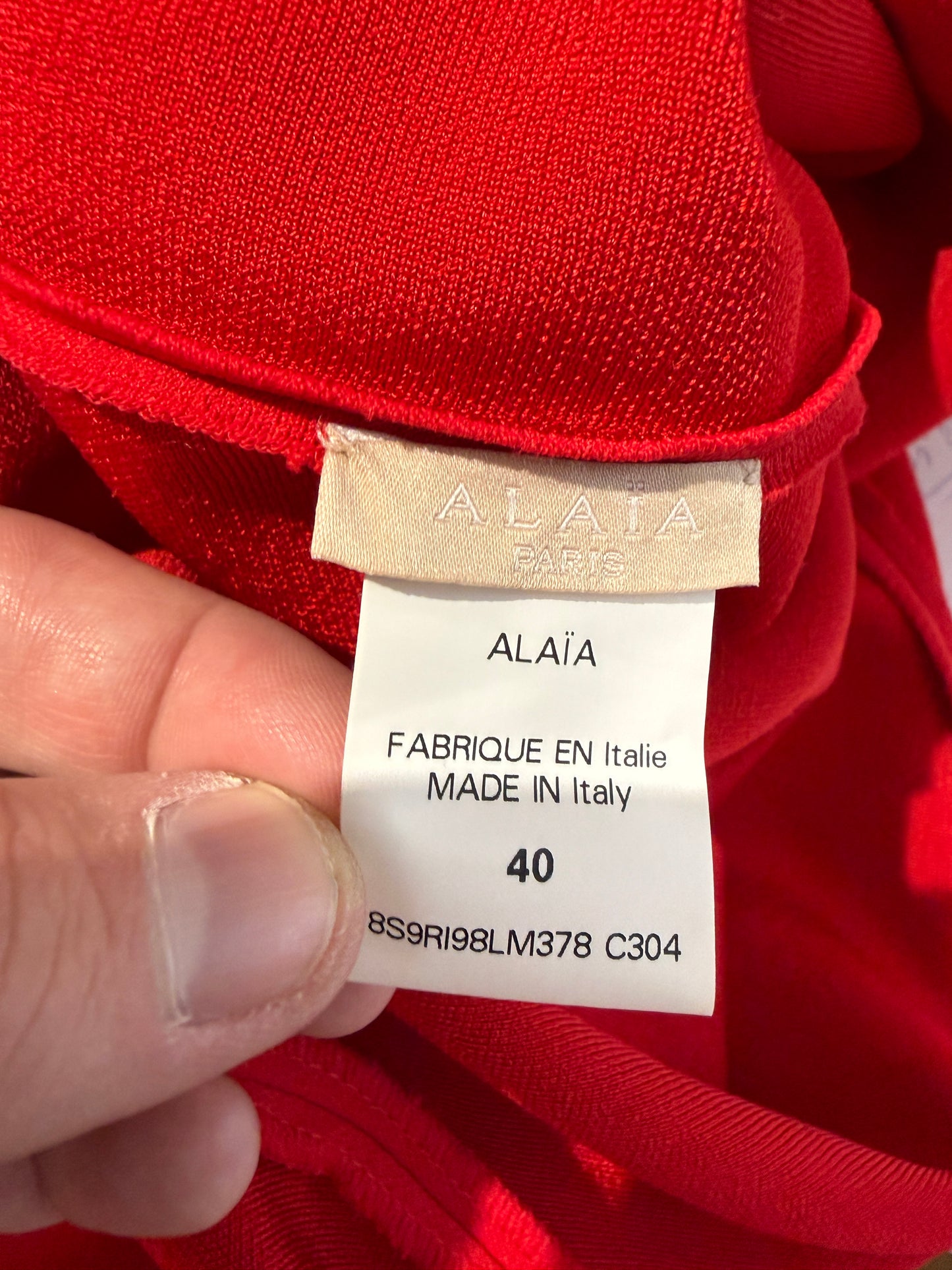 Alaia long red knit dress