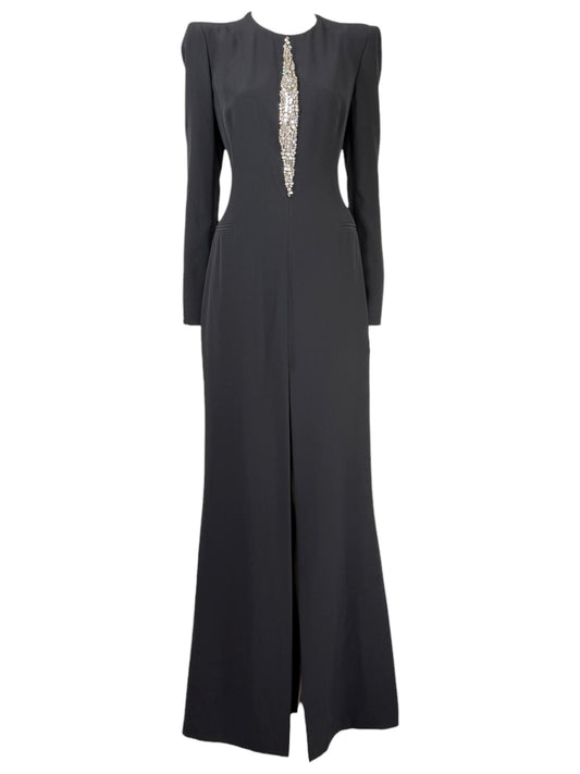 Alexander McQueen  Sarah Burton 2012 - Long black crepe dress, bodice embellished with rhinestones