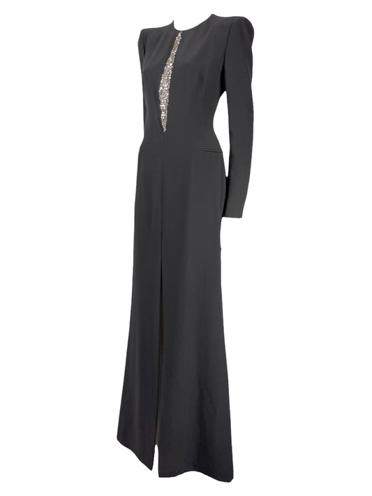 Alexander McQueen  Sarah Burton 2012 - Long black crepe dress, bodice embellished with rhinestones 1