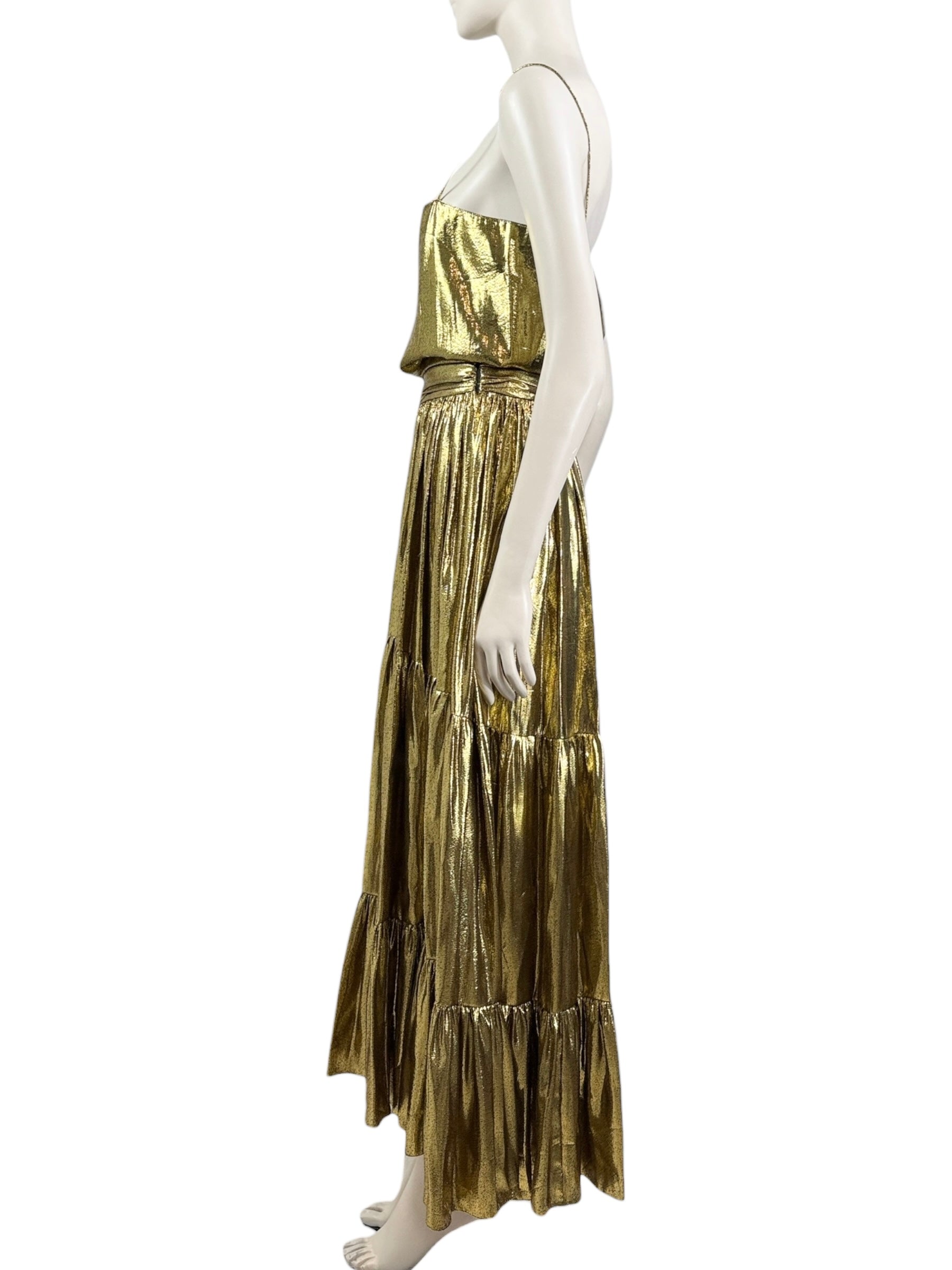 Alexandre Vauthier Spring 2021 Look 6 lame set gold