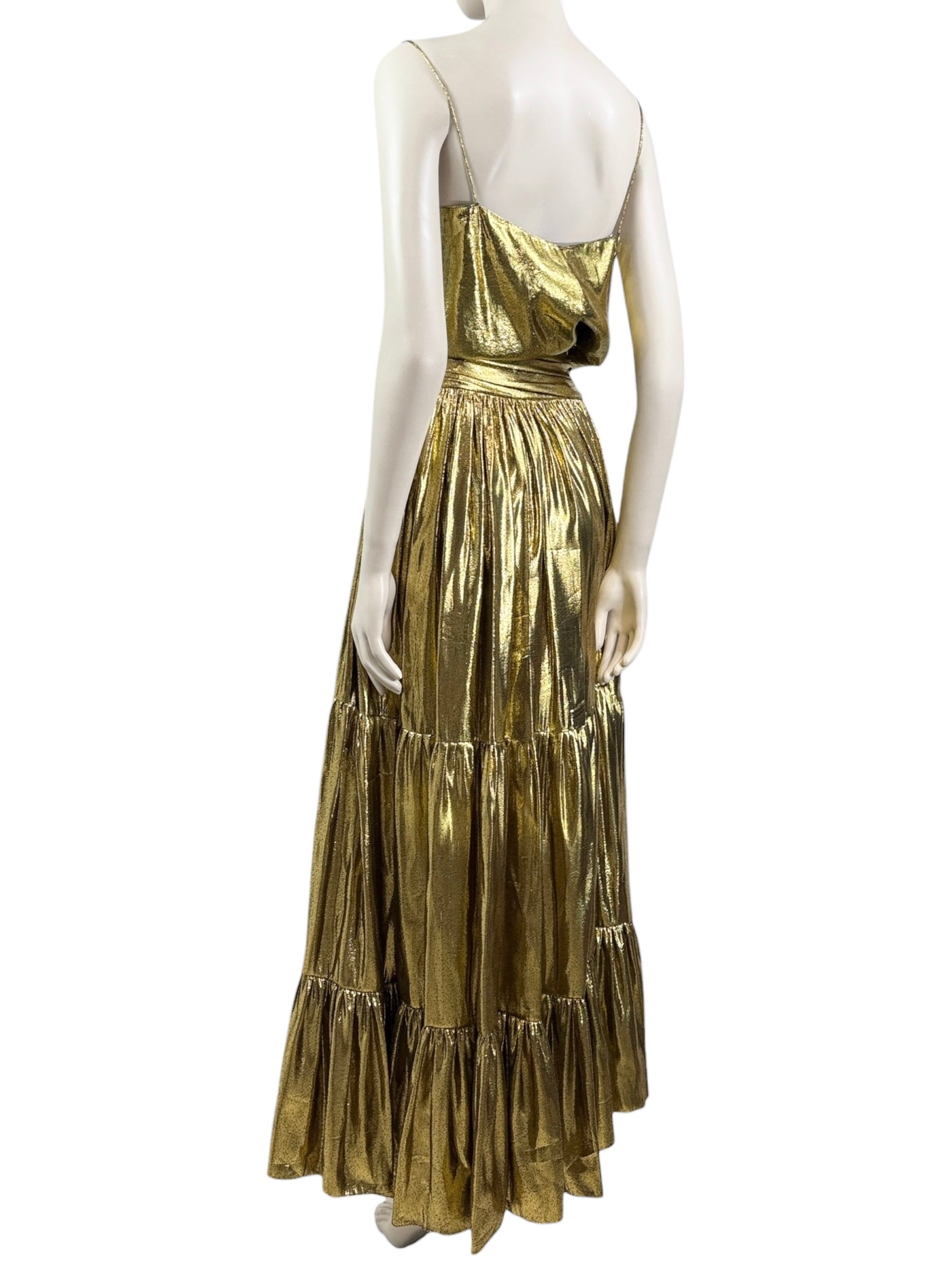 Alexandre Vauthier Spring 2021 Look 6 lame set gold