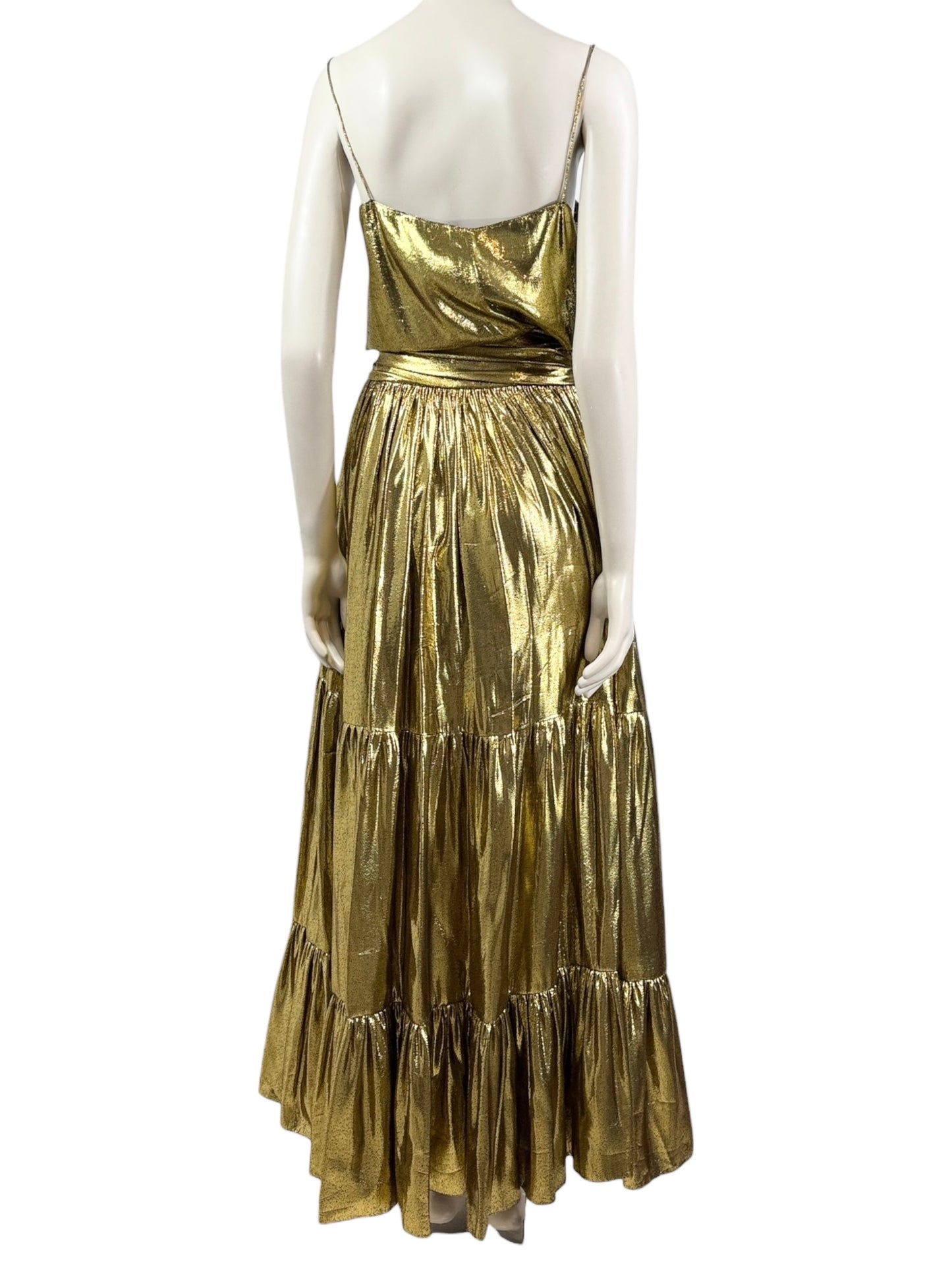 Alexandre Vauthier Spring 2021 Look 6 lame set gold