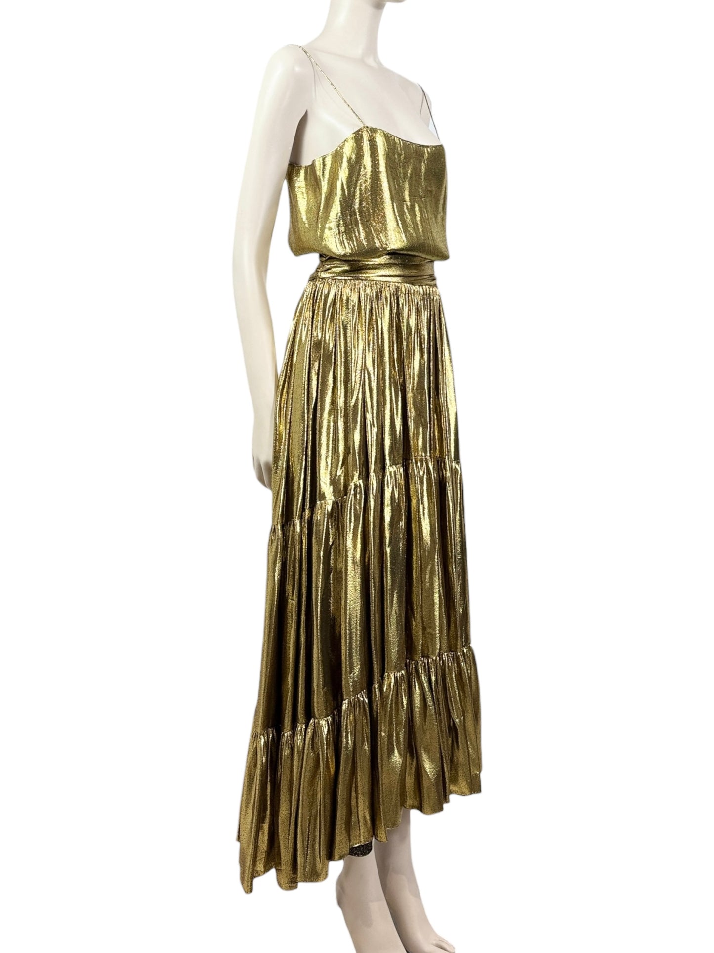 Alexandre Vauthier Spring 2021 Look 6 lame set gold