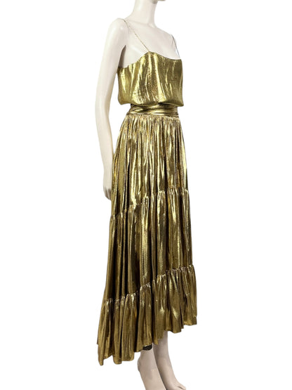 Alexandre Vauthier Spring 2021 Look 6 lame set gold
