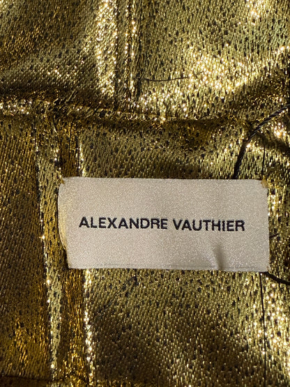 Alexandre Vauthier Spring 2024 Look 4 pleated gold dress