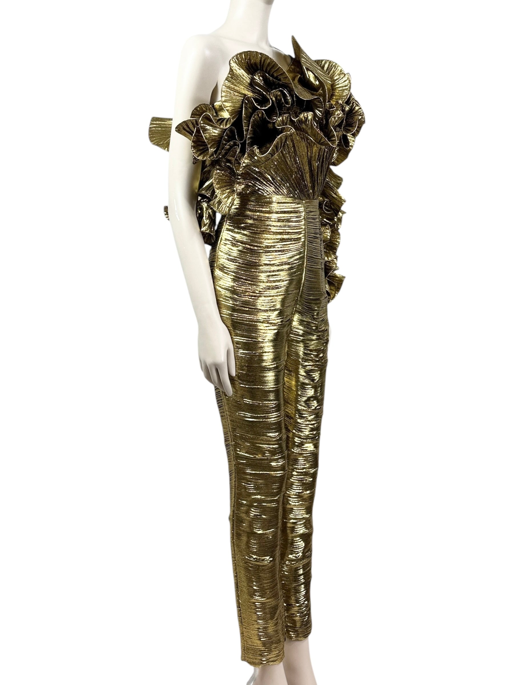 Alexandre Vauthier couture Fall 2023 Look 15 Gold lame jumpsuit