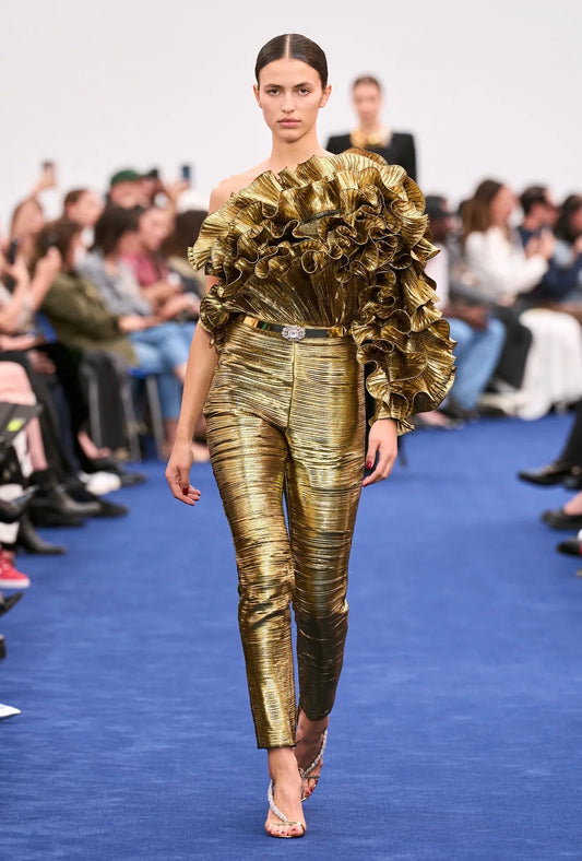 Alexandre Vauthier couture Fall 2023 Look 15 Gold lame jumpsuit