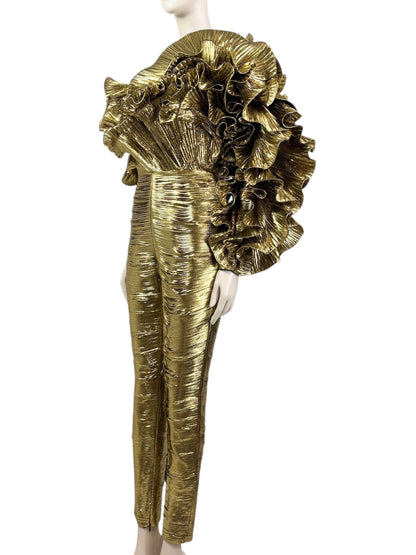 Alexandre Vauthier couture Fall 2023 Look 15 Gold lame jumpsuit
