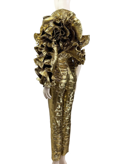 Alexandre Vauthier couture Fall 2023 Look 15 Gold lame jumpsuit