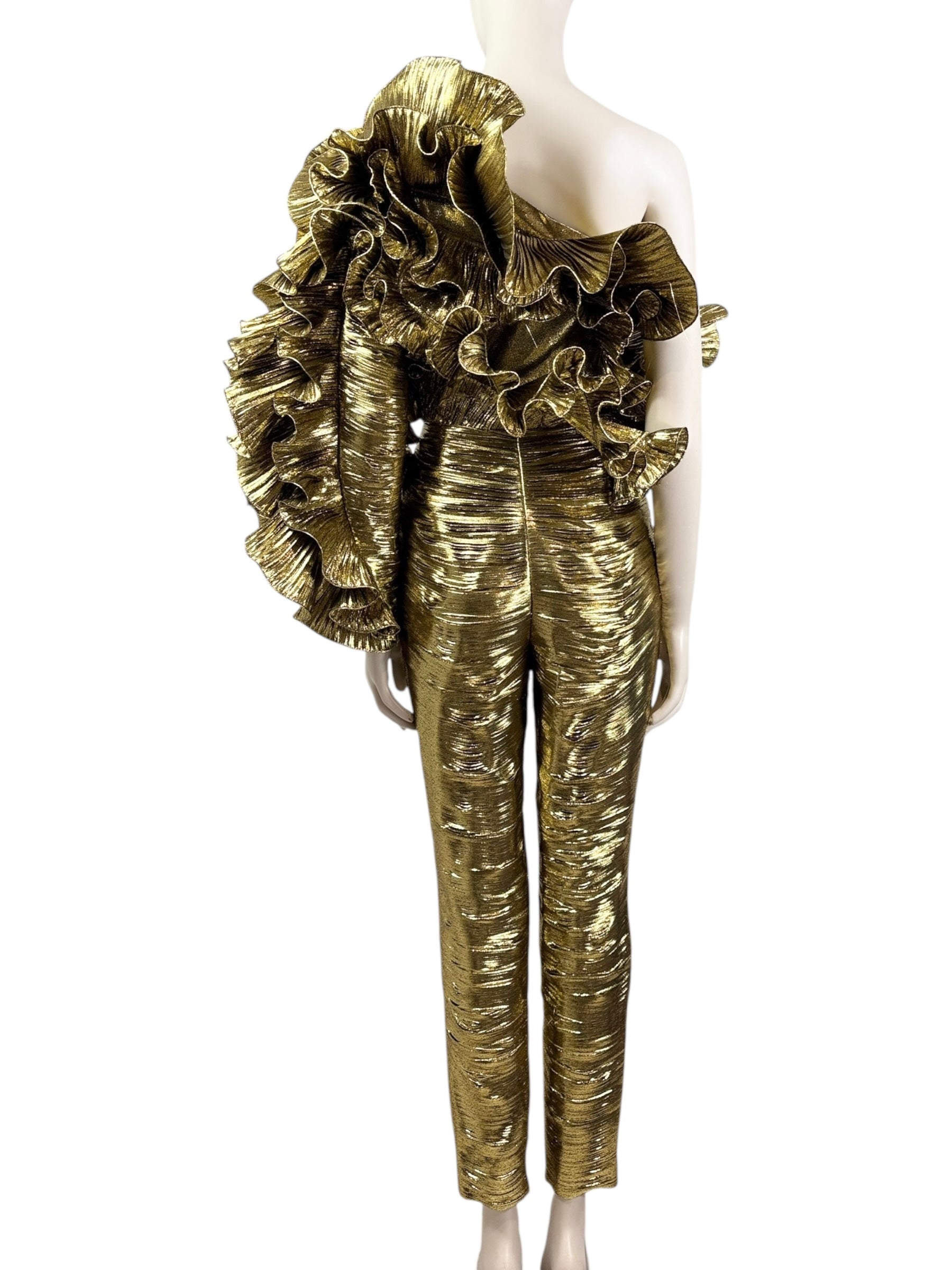 Alexandre Vauthier couture Fall 2023 Look 15 Gold lame jumpsuit