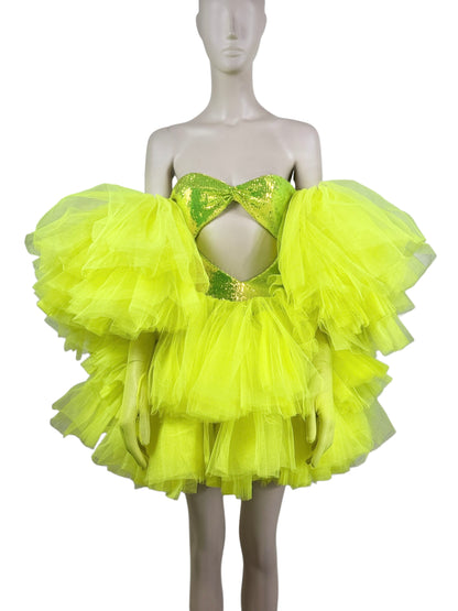 Alexandre Vauthier couture Spring 2023 Look 33 Mini yellow dress