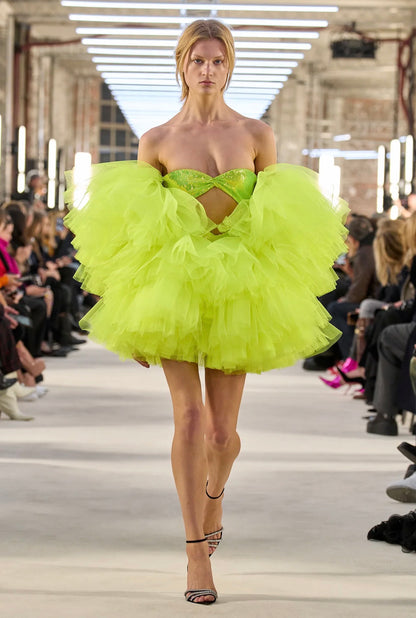 Alexandre Vauthier couture Spring 2023 Look 33 Mini yellow dress