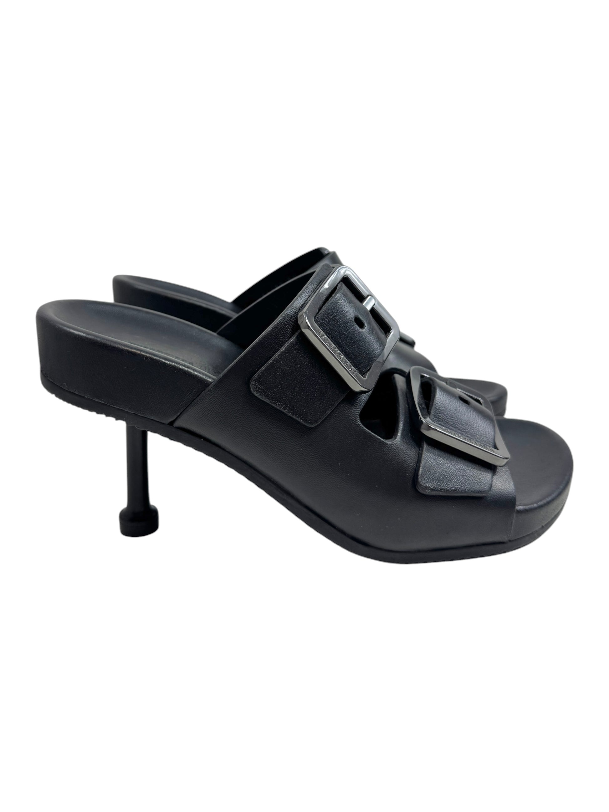 Balenciaga black Mallorca leather sandal