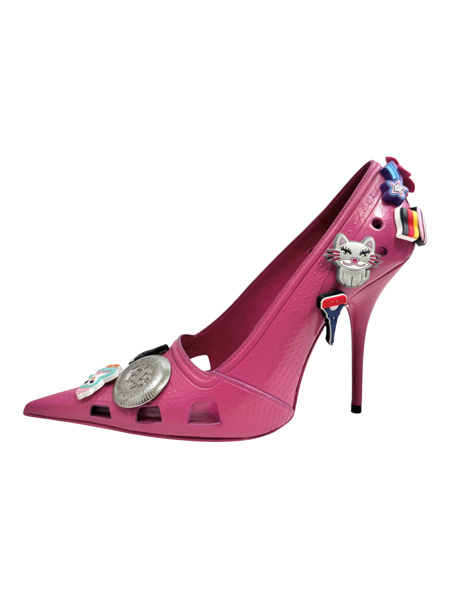 Balenciaga pink crocs pumps