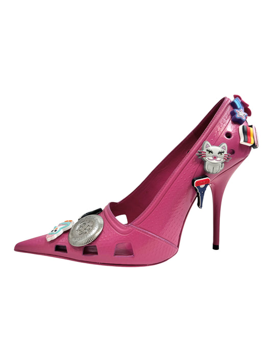 Balenciaga pink crocs pumps