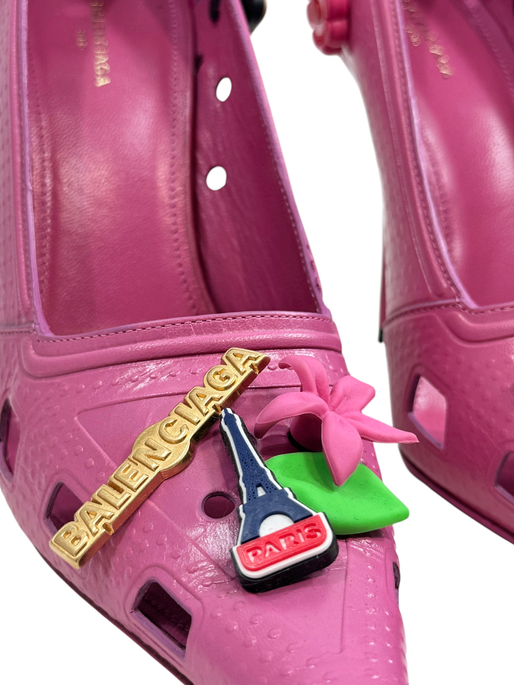 Balenciaga pink crocs pumps